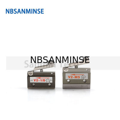 NBSANMINSE V2-M5 V2-1 / 8 2/2 वे एयर मैकेनिकल कंट्रोल वाल्व न्यूमेटिक टू वे रोलर वाल्व ऑटोमेशन लाइन
