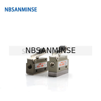 NBSANMINSE V2-M5 V2-1 / 8 2/2 वे एयर मैकेनिकल कंट्रोल वाल्व न्यूमेटिक टू वे रोलर वाल्व ऑटोमेशन लाइन